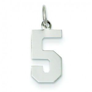 Small Number 5 Charm in 14k White Gold