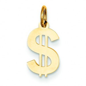 Dollar Sign Charm in 14k Yellow Gold