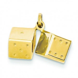 Dice Charm in 14k Yellow Gold