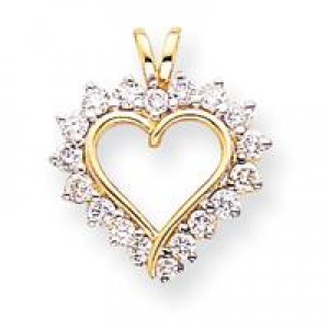 Diamond Heart Pendant in 14k Yellow Gold 