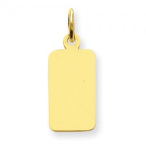 Plain Engraveable Rectangular Disc Charm in 14k Yellow Gold