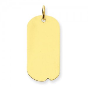 Plain Engraveable Dog Tag Disc Charm in 14k Yellow Gold