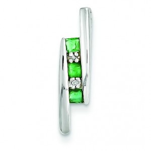 Diamond Emerald Pendant in 14k White Gold