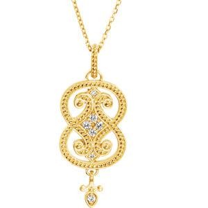 Granulated Design Pendant Or Necklce in 14k Yellow Gold
