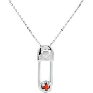 Safe In My Love Birthstone Pendant Chain in Sterling Silver