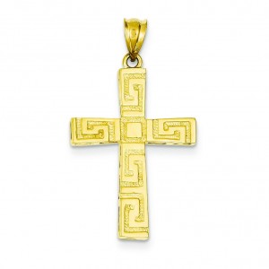 Greek Key Cross in 14k Yellow Gold
