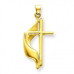 Methodist Cross Pendant in 14k Yellow Gold