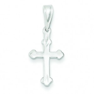Budded Cross Charm in Sterling Silver