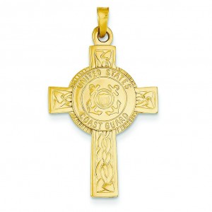 Coast Guard Insignia Cross in 14k Yellow Gold