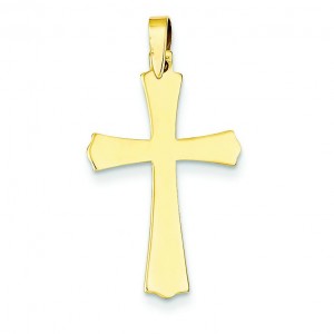 Budded Cross Charm in 14k Yellow Gold