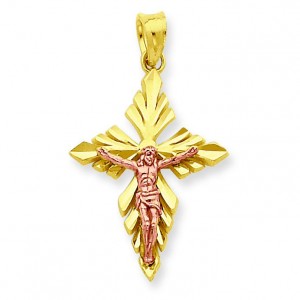 Crucifix Pendant in 10k Two-tone Gold