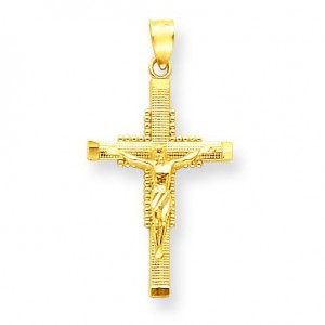 Diamond Cut Crucifix in 14k Yellow Gold