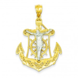 Mariner Crucifix in 14k Two-tone Gold