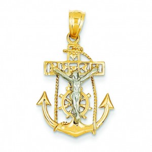 Mariner Crucifix in 14k Two-tone Gold