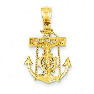 Mariner Crucifix Cross in 14k Yellow Gold