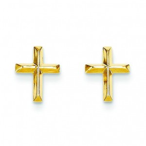 Cross Post Earrings in 14k Yellow Gold