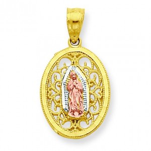 Our Lady Of Guadalupe Pendant in 10k Two-tone Gold