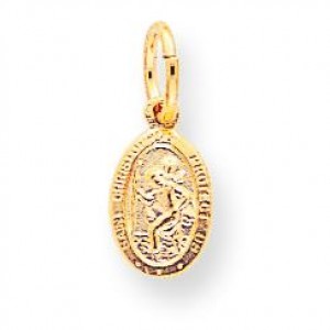 Polished St Christopher Pendant in 10k Yellow Gold