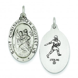 St Christopher Football Medal in Sterling Silver