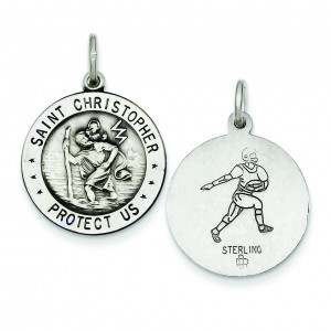 St. Christopher Football Medal in Sterling Silver