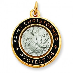 Epoxy St Christopher Charm in Sterling Silver
