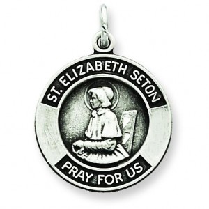Oxidized St Elizabeth Medal in Sterling Silver