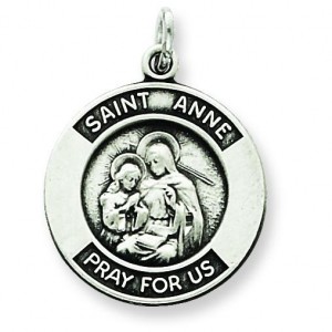 Oxidized St Anne Medal in Sterling Silver