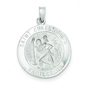 St Christopher Medal in 14k White Gold