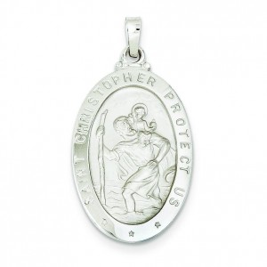St Christopher Medal in 14k White Gold