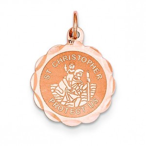 St Christopher Medal in 14k Rose Gold
