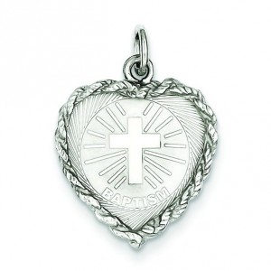 Baptism Disc Charm in Sterling Silver