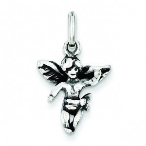 Antiqued Angel Charm in Sterling Silver