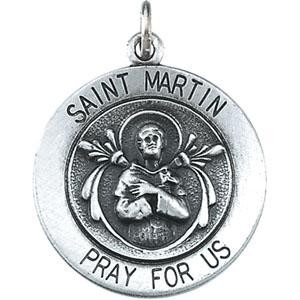 St Martin Medal 18 Inch Chain in Sterling Silver