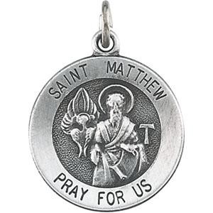 St Matthew Medal 18 Inch Chain in Sterling Silver