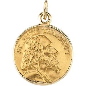 St Jude Thaddeus Medal in 14k Yellow Gold