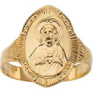 Sacred Heart Ring in 14k Yellow Gold