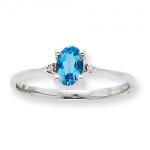 Diamond/Blue Topaz Birthstone Ring