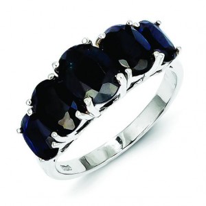 Rhodium Dark Sapphire Ring