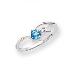 4mm Blue Topaz Diamond ring