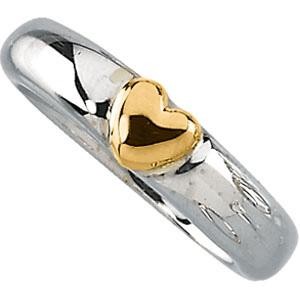 Heart Ring in 14k Yellow Gold & Sterling Silver
