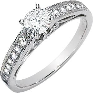 Moissanite Diamond Engagement Ring in 14k White Gold