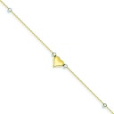 Puffed Heart Beads Anklet in 14k Two-tone Gold