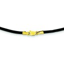 2mm 16 inch Black Leather Cord in 14k Yellow Gold
