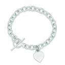 Dangling Heart Charm Bracelet in Sterling Silver