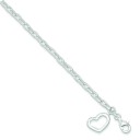 Oval Rolo Link Heart Bracelet in Sterling Silver