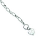Dangling CZ Heart Bracelet in Sterling Silver
