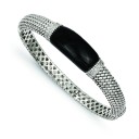 Onyx Diamond Bangle Bracelet in Sterling Silver 