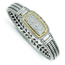 Diamond Bangle Bracelet in 14k Yellow Gold & Sterling Silver 
