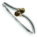 Quartz Diamond Bangle Bracelet in 14k Yellow Gold & Sterling Silver 