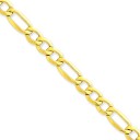 14k Yellow Gold 7 inch 7.30 mm Light Figaro Chain Bracelet